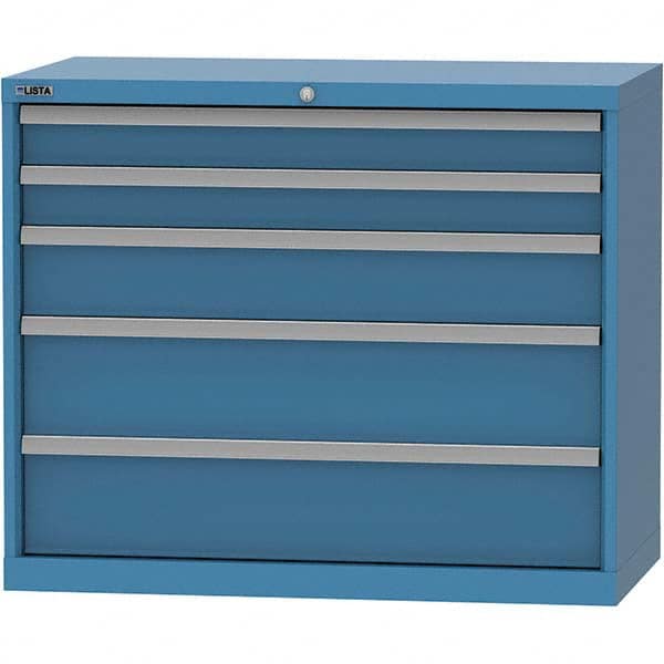 LISTA - 5 Drawer, 84 Compartment Bright Blue Steel Modular Storage Cabinet - Industrial Tool & Supply