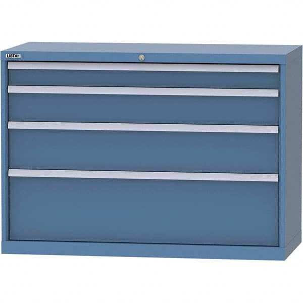 LISTA - 4 Drawer, 99 Compartment Bright Blue Steel Modular Storage Cabinet - Industrial Tool & Supply