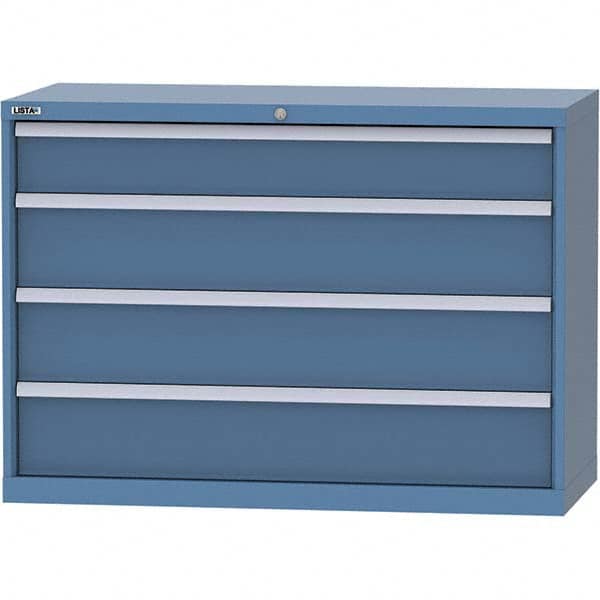 LISTA - 4 Drawer, 99 Compartment Bright Blue Steel Modular Storage Cabinet - Industrial Tool & Supply