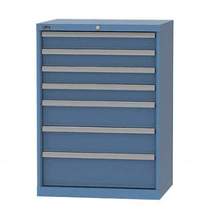 LISTA - 7 Drawer, 124 Compartment Bright Blue Steel Modular Storage Cabinet - Industrial Tool & Supply