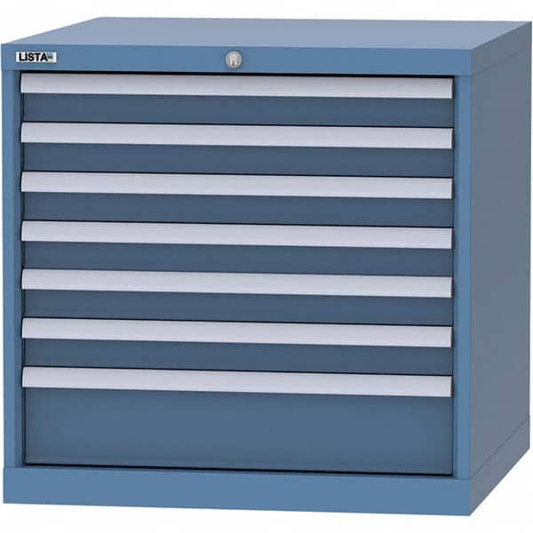 LISTA - 7 Drawer, 45 Compartment Bright Blue Steel Modular Storage Cabinet - Industrial Tool & Supply