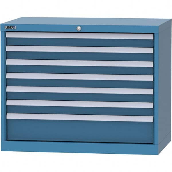 LISTA - 7 Drawer, 84 Compartment Bright Blue Steel Modular Storage Cabinet - Industrial Tool & Supply