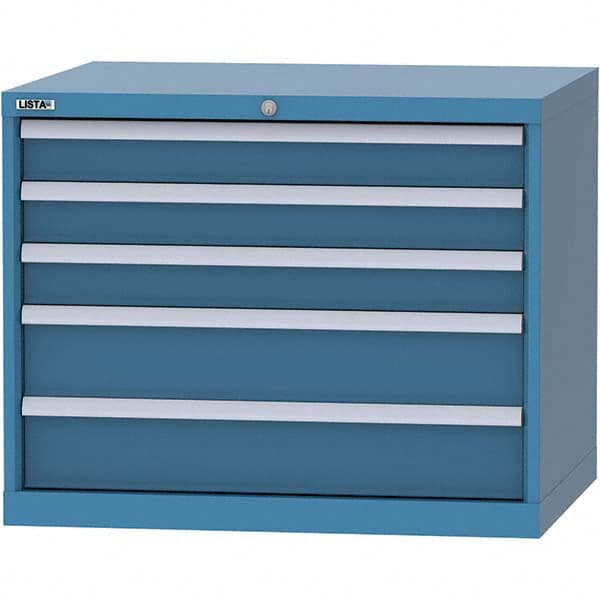 LISTA - 5 Drawer, 84 Compartment Bright Blue Steel Modular Storage Cabinet - Industrial Tool & Supply