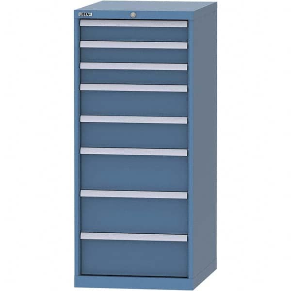 LISTA - 8 Drawer, 99 Compartment Bright Blue Steel Modular Storage Cabinet - Industrial Tool & Supply
