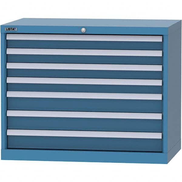 LISTA - 7 Drawer, 84 Compartment Bright Blue Steel Modular Storage Cabinet - Industrial Tool & Supply