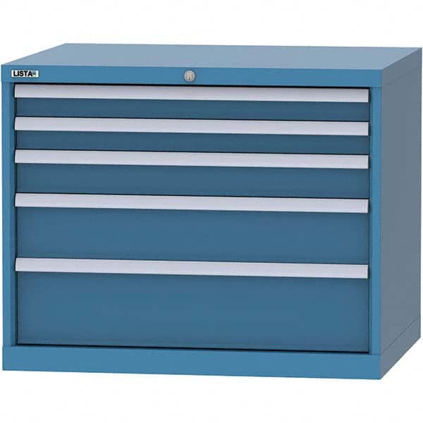 LISTA - 5 Drawer, 84 Compartment Bright Blue Steel Modular Storage Cabinet - Industrial Tool & Supply