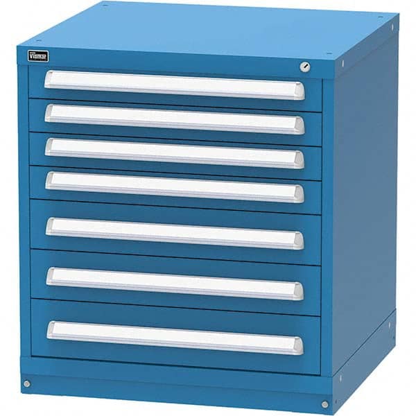 Vidmar - 7 Drawer, 124 Compartment Bright Blue Steel Modular Storage Cabinet - Industrial Tool & Supply