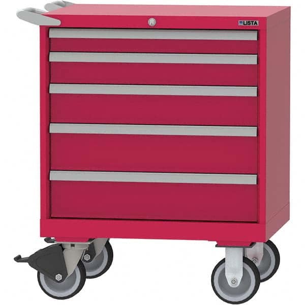 LISTA - 5 Drawer, 124 Compartment Red Steel Modular Storage Cabinet - Industrial Tool & Supply