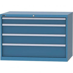 LISTA - 4 Drawer, 84 Compartment Bright Blue Steel Modular Storage Cabinet - Industrial Tool & Supply