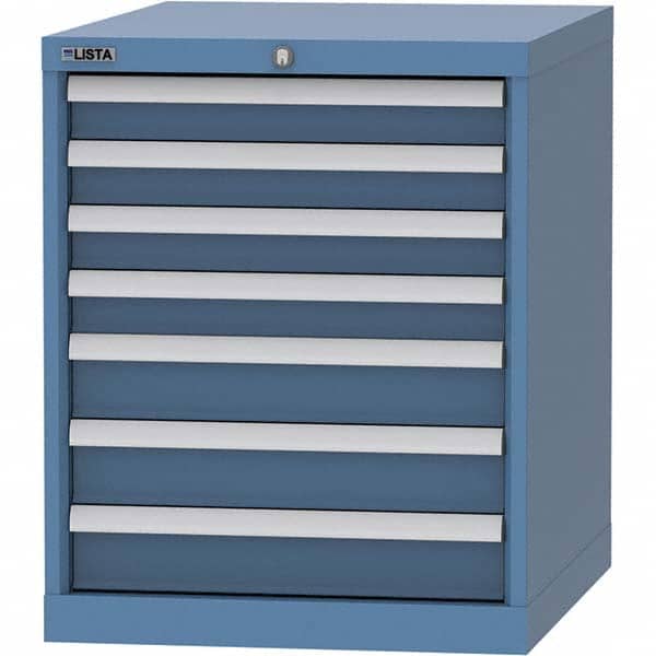 LISTA - 7 Drawer, 99 Compartment Bright Blue Steel Modular Storage Cabinet - Industrial Tool & Supply