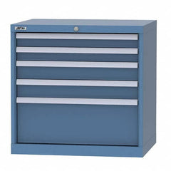 LISTA - 5 Drawer, 124 Compartment Bright Blue Steel Modular Storage Cabinet - Industrial Tool & Supply