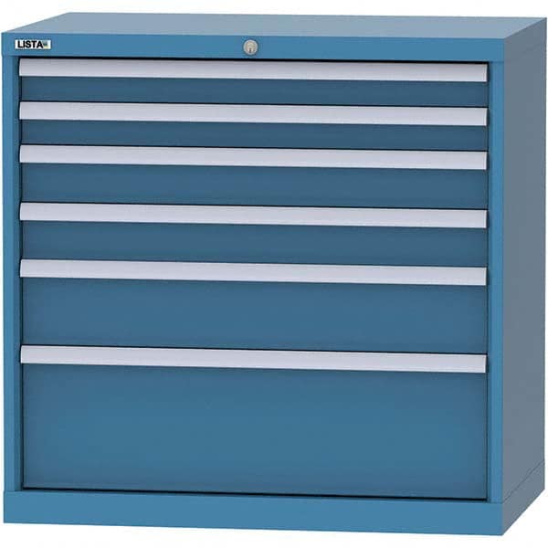 LISTA - 6 Drawer, 84 Compartment Bright Blue Steel Modular Storage Cabinet - Industrial Tool & Supply