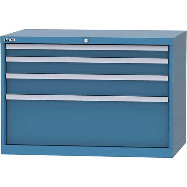 LISTA - 4 Drawer, 84 Compartment Bright Blue Steel Modular Storage Cabinet - Industrial Tool & Supply