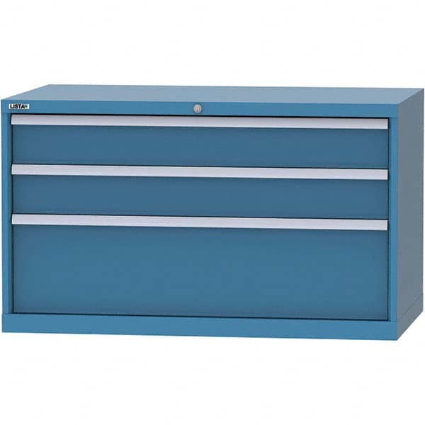 LISTA - 3 Drawer, 99 Compartment Bright Blue Steel Modular Storage Cabinet - Industrial Tool & Supply