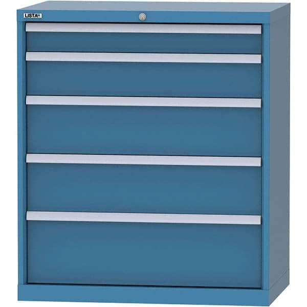 LISTA - 5 Drawer, 84 Compartment Bright Blue Steel Modular Storage Cabinet - Industrial Tool & Supply