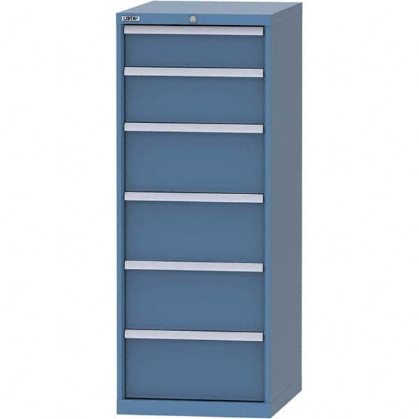 LISTA - 6 Drawer, 99 Compartment Bright Blue Steel Modular Storage Cabinet - Industrial Tool & Supply