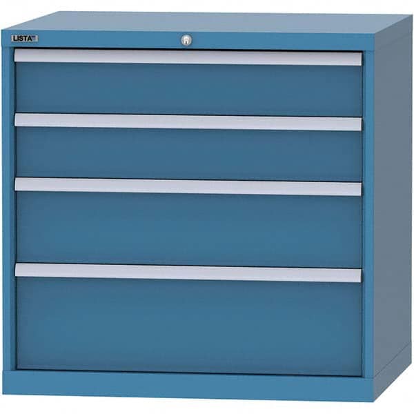 LISTA - 4 Drawer, 84 Compartment Bright Blue Steel Modular Storage Cabinet - Industrial Tool & Supply
