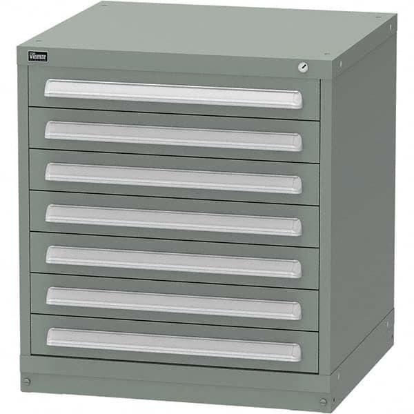 Vidmar - 7 Drawer, 124 Compartment Vidmar Green Steel Modular Storage Cabinet - Industrial Tool & Supply