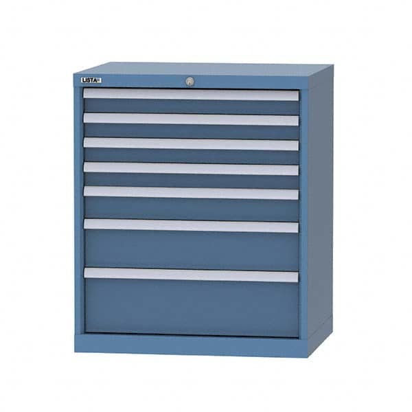LISTA - 7 Drawer, 124 Compartment Bright Blue Steel Modular Storage Cabinet - Industrial Tool & Supply