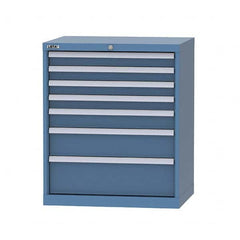 LISTA - 7 Drawer, 124 Compartment Bright Blue Steel Modular Storage Cabinet - Industrial Tool & Supply