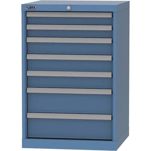 LISTA - 7 Drawer, 84 Compartment Bright Blue Steel Modular Storage Cabinet - Industrial Tool & Supply