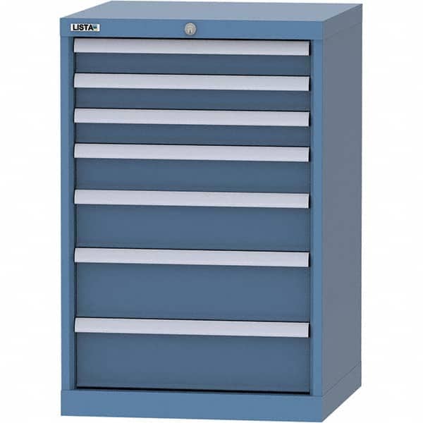 LISTA - 7 Drawer, 84 Compartment Bright Blue Steel Modular Storage Cabinet - Industrial Tool & Supply