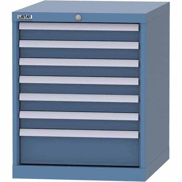 LISTA - 7 Drawer, 99 Compartment Bright Blue Steel Modular Storage Cabinet - Industrial Tool & Supply