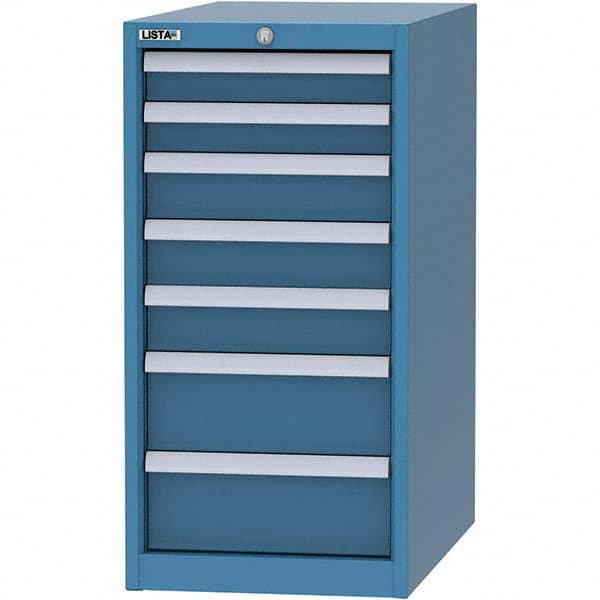 LISTA - 7 Drawer, 45 Compartment Bright Blue Steel Modular Storage Cabinet - Industrial Tool & Supply