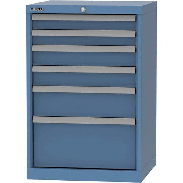 LISTA - 6 Drawer, 84 Compartment Bright Blue Steel Modular Storage Cabinet - Industrial Tool & Supply