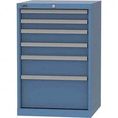LISTA - 6 Drawer, 84 Compartment Bright Blue Steel Modular Storage Cabinet - Industrial Tool & Supply