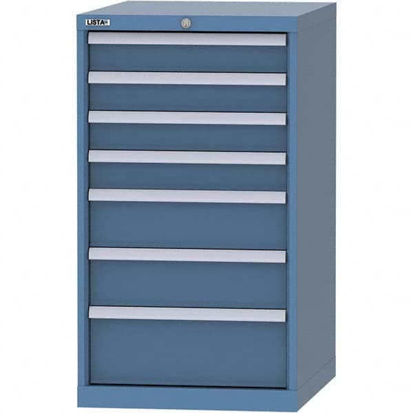 LISTA - 7 Drawer, 99 Compartment Bright Blue Steel Modular Storage Cabinet - Industrial Tool & Supply