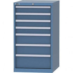 LISTA - 7 Drawer, 99 Compartment Bright Blue Steel Modular Storage Cabinet - Industrial Tool & Supply