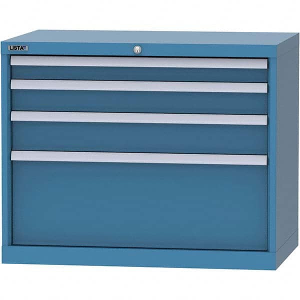 LISTA - 4 Drawer, 84 Compartment Bright Blue Steel Modular Storage Cabinet - Industrial Tool & Supply