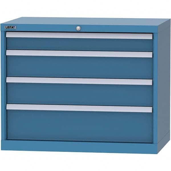 LISTA - 4 Drawer, 84 Compartment Bright Blue Steel Modular Storage Cabinet - Industrial Tool & Supply