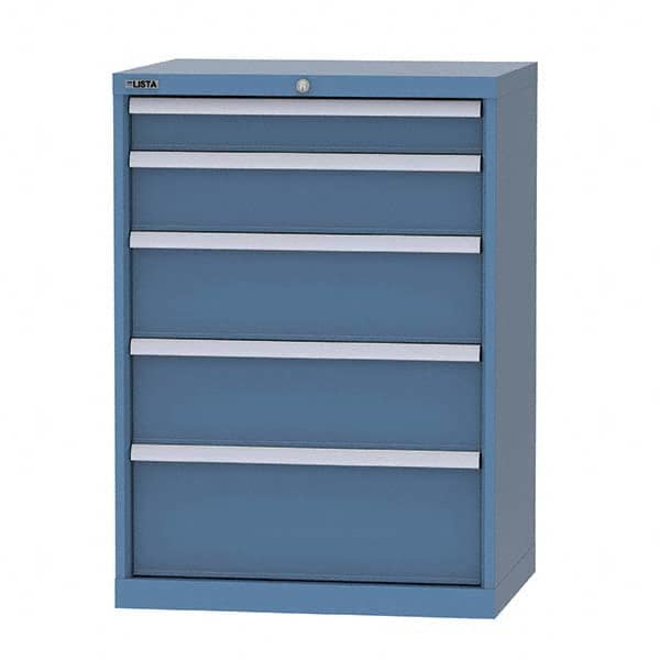 LISTA - 5 Drawer, 124 Compartment Bright Blue Steel Modular Storage Cabinet - Industrial Tool & Supply