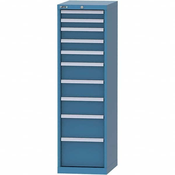 LISTA - 10 Drawer, 45 Compartment Bright Blue Steel Modular Storage Cabinet - Industrial Tool & Supply