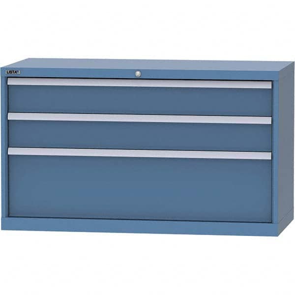 LISTA - 3 Drawer, 99 Compartment Bright Blue Steel Modular Storage Cabinet - Industrial Tool & Supply