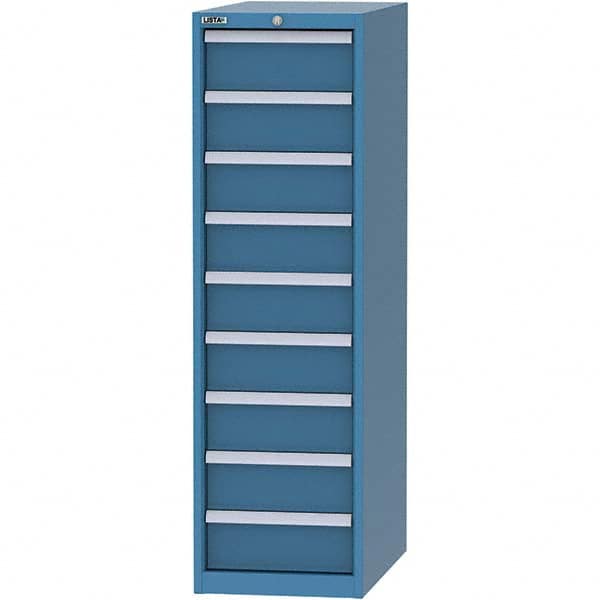 LISTA - 9 Drawer, 45 Compartment Bright Blue Steel Modular Storage Cabinet - Industrial Tool & Supply