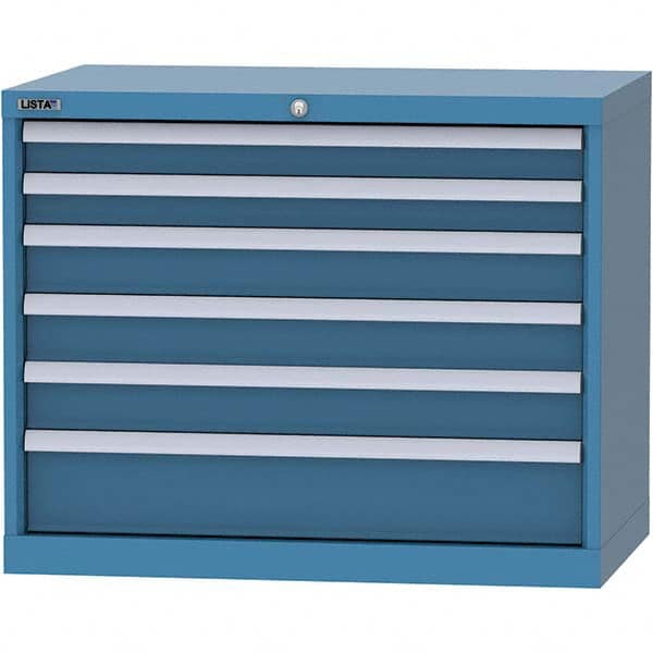 LISTA - 6 Drawer, 84 Compartment Bright Blue Steel Modular Storage Cabinet - Industrial Tool & Supply