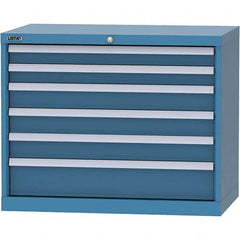 LISTA - 6 Drawer, 84 Compartment Bright Blue Steel Modular Storage Cabinet - Industrial Tool & Supply