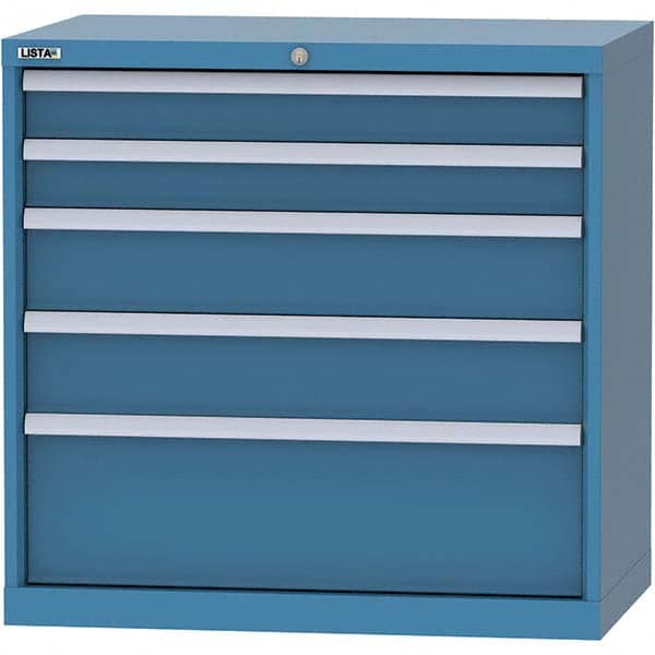 LISTA - 5 Drawer, 84 Compartment Bright Blue Steel Modular Storage Cabinet - Industrial Tool & Supply