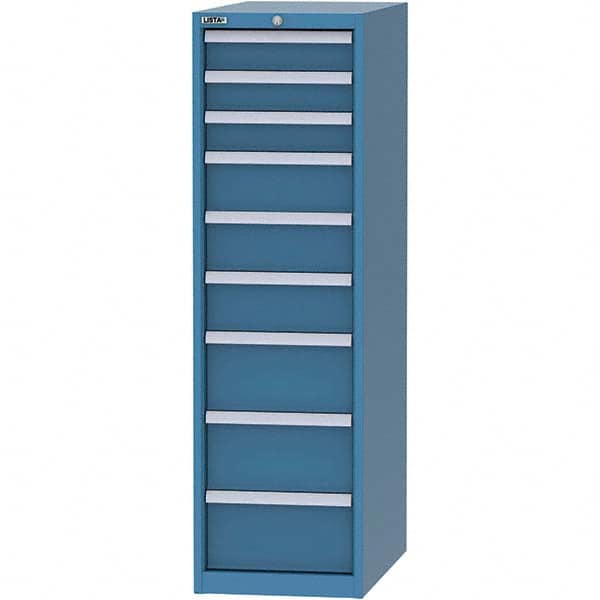 LISTA - 9 Drawer, 45 Compartment Bright Blue Steel Modular Storage Cabinet - Industrial Tool & Supply