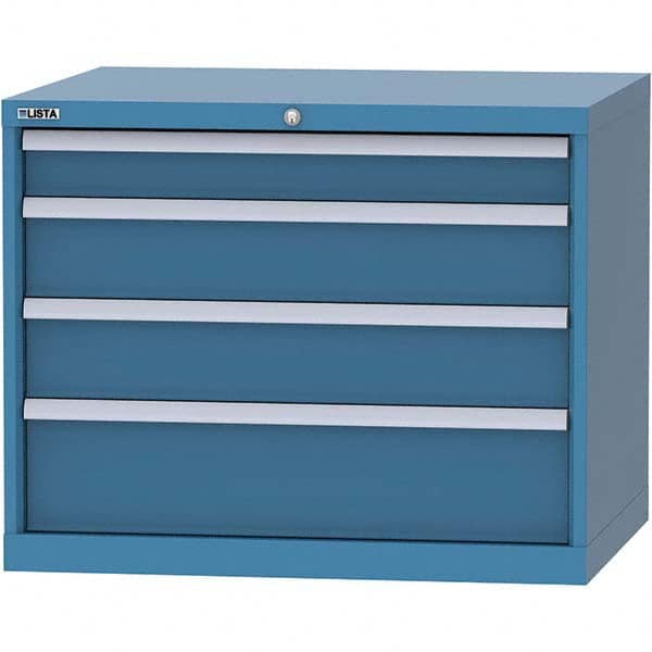 LISTA - 4 Drawer, 84 Compartment Bright Blue Steel Modular Storage Cabinet - Industrial Tool & Supply