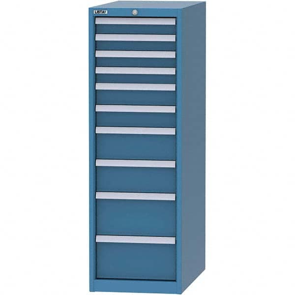 LISTA - 10 Drawer, 45 Compartment Bright Blue Steel Modular Storage Cabinet - Industrial Tool & Supply