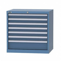 LISTA - 7 Drawer, 124 Compartment Bright Blue Steel Modular Storage Cabinet - Industrial Tool & Supply