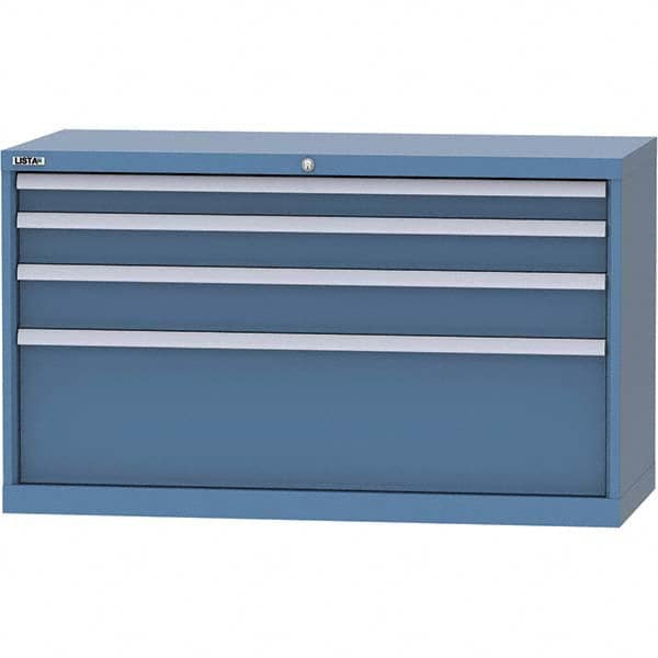 LISTA - 4 Drawer, 99 Compartment Bright Blue Steel Modular Storage Cabinet - Industrial Tool & Supply