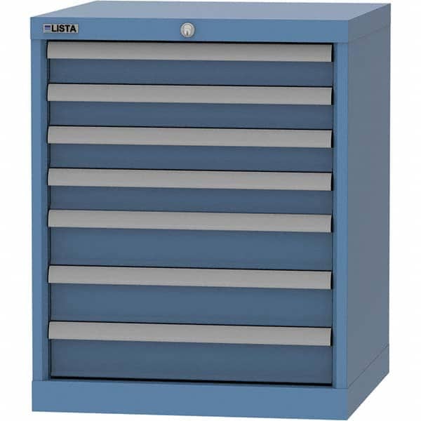 LISTA - 7 Drawer, 84 Compartment Bright Blue Steel Modular Storage Cabinet - Industrial Tool & Supply