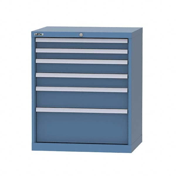 LISTA - 6 Drawer, 124 Compartment Bright Blue Steel Modular Storage Cabinet - Industrial Tool & Supply