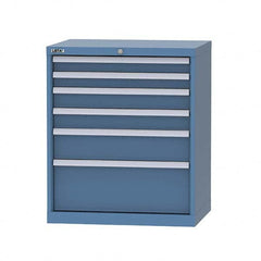 LISTA - 6 Drawer, 124 Compartment Bright Blue Steel Modular Storage Cabinet - Industrial Tool & Supply