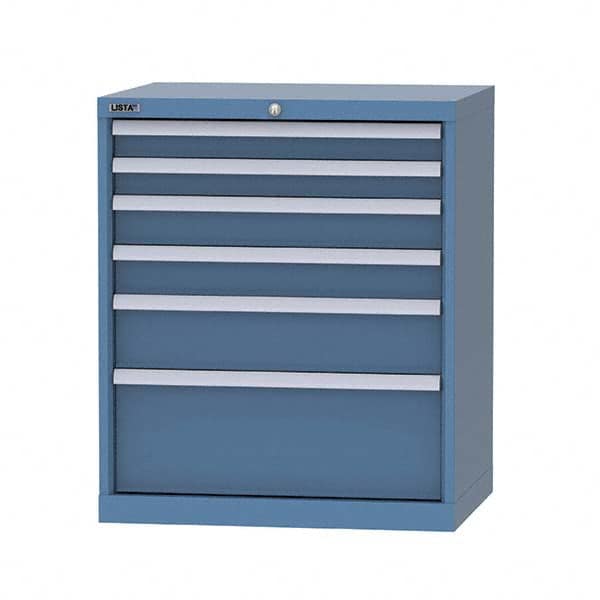 LISTA - 6 Drawer, 124 Compartment Bright Blue Steel Modular Storage Cabinet - Industrial Tool & Supply